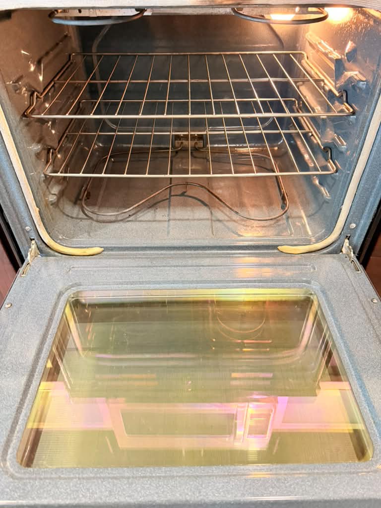 Clean oven interior following remodeling work